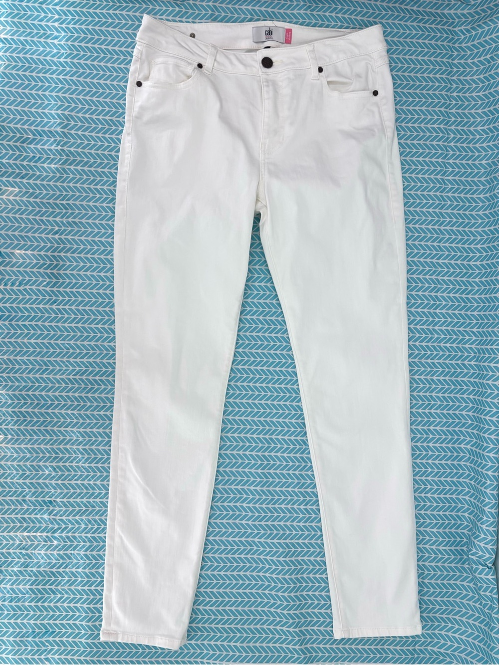 Cabi High Skinny # 5491, Ivory High Rise Skinny Jeans, 10